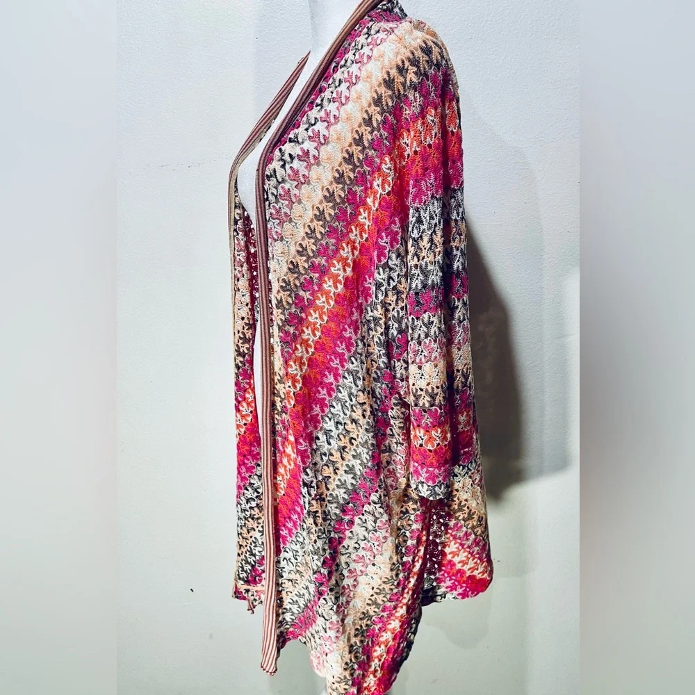 Zozo cardigan poncho cottage Core colorful Y2K stripes see through women’s 2X - Picture 6 of 9